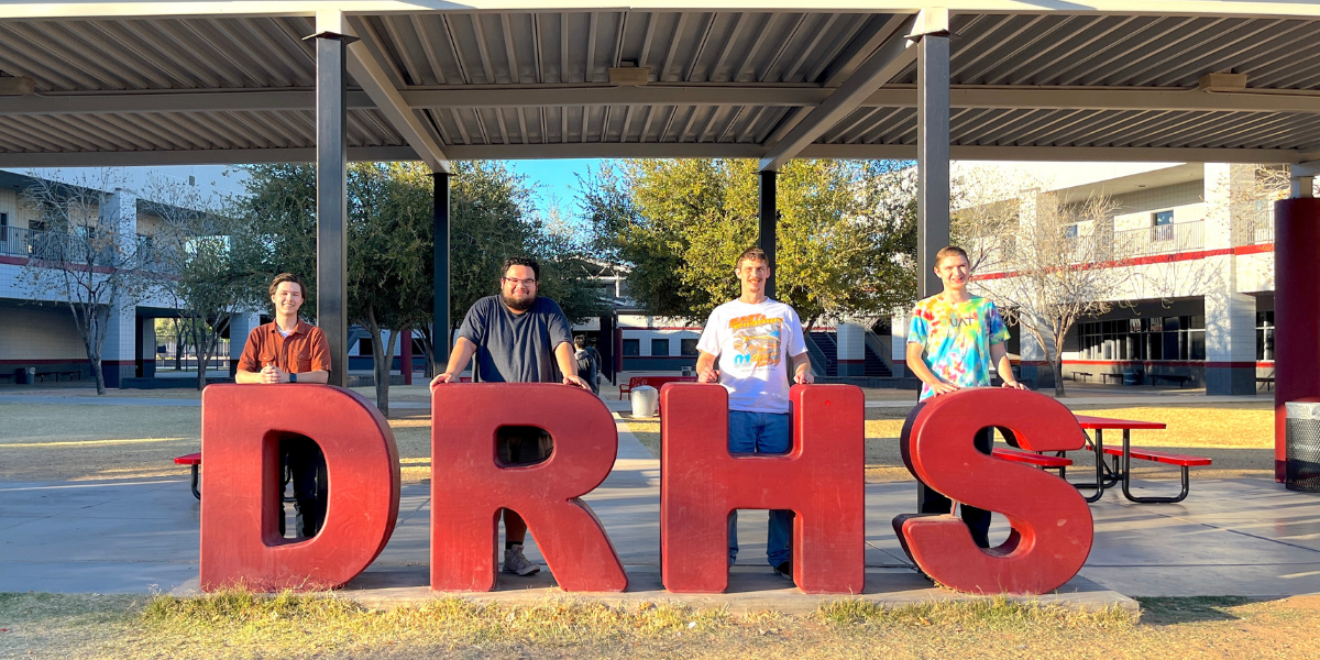 UAT Students Max Edward, David del Pinal, Michael Brewer, and Donald Christensen at Desert Ridge High School.