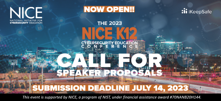 K12 Conference banner with Phoenix skyline in the background and call for proposals text in the foreground.